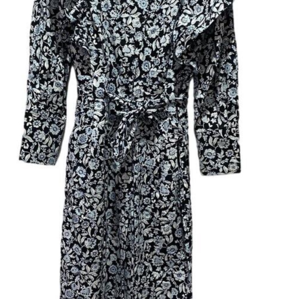 Zara Poplin  Blue FLoral Jumpsuit BLOGGERS FAVORITE Size Small